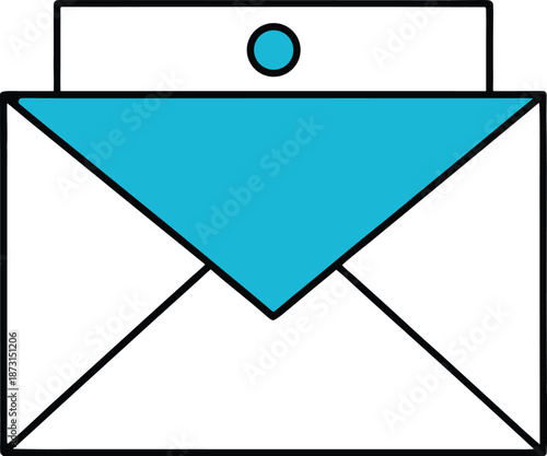 Opened envelope mail icon with blue letter document inside symbolizing digital correspondence email communication notification message arrival and postal office delivery service illustration