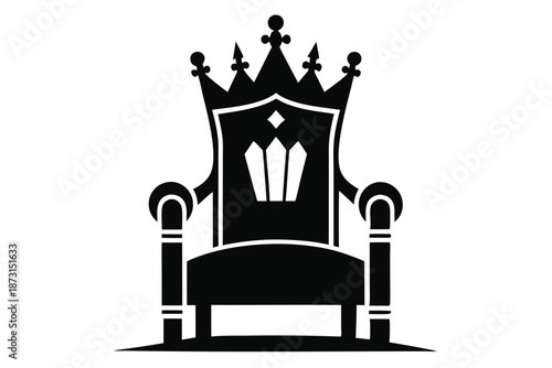 Majestic Royal Seat Silhouette, Elegant Black and White King Armchair Vector Graphic