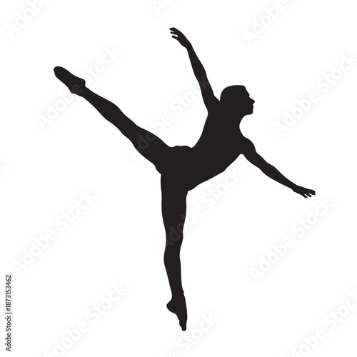 Ballerina Dancing Silhouette on White Background