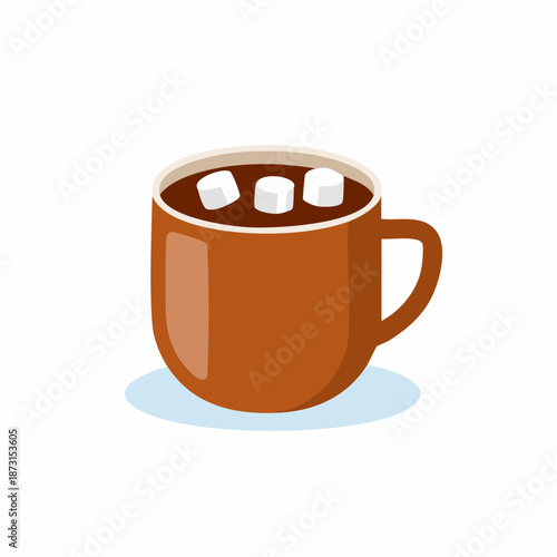 Flat Design Hot Chocolate with Marshmallows