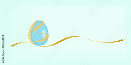 Happy Easter with Easter eggs and ribbons. Vector illustration.