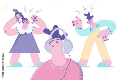 Unhappy child avoid parents fight at home