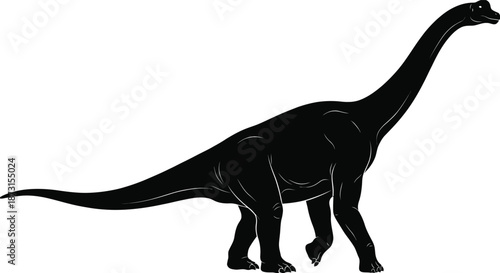 Dinosaur Adventure Silhouette Vector Illustration Minimal Black Prehistoric Animal Design