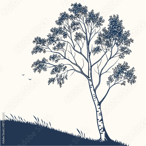 Solitary tree on hillside