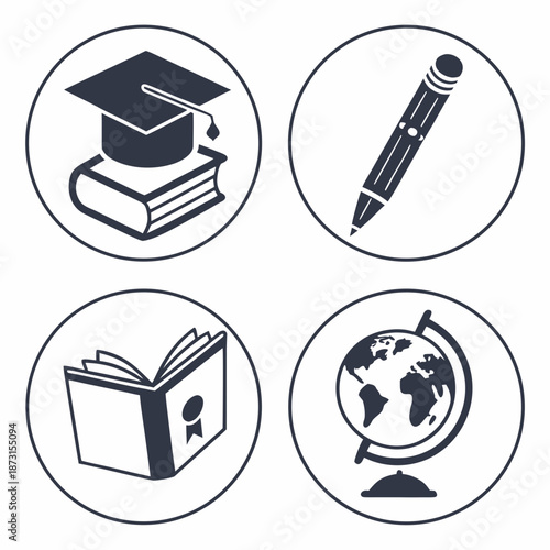 Icons representing education and learning