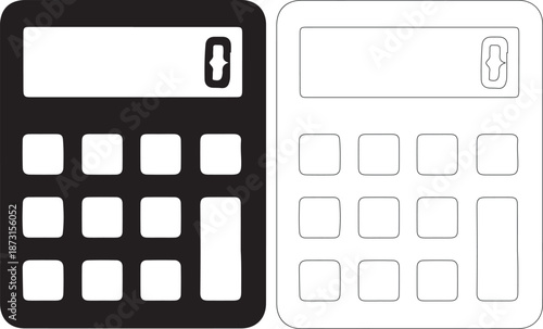 Two calculator icons, one black and white, the other outlined