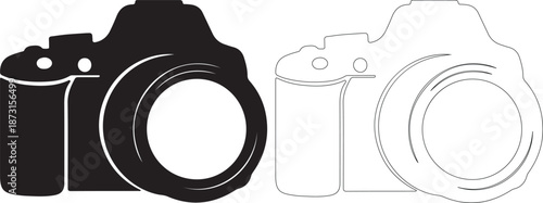 Camera icons in black and white for design and photography concepts