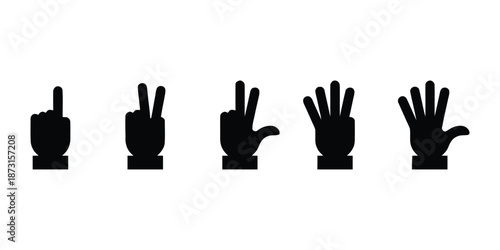 Hand Gesture Number Icons Set. Finger Counting Hand Icons