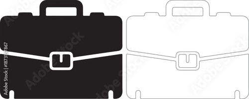 Two briefcases, one filled and one outlined, for business and office use
