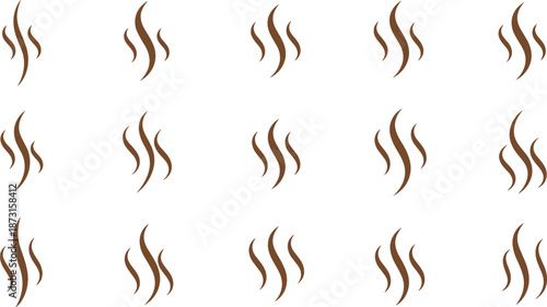 Coffee Steam Aroma Icon Set, Hot Drink Vapor Silhouette Collection, Heat Wave Scent Graphics, Smelling Sensation Symbols for Beverage Branding,
