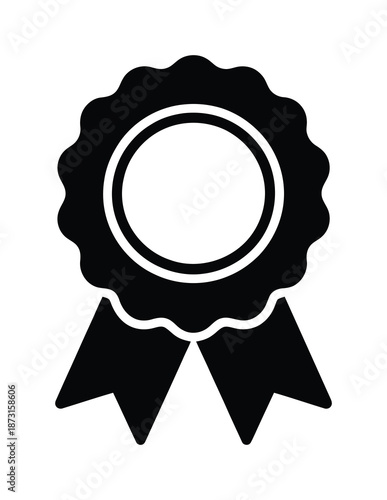 Black and white vector rosette design with ribbons for awards