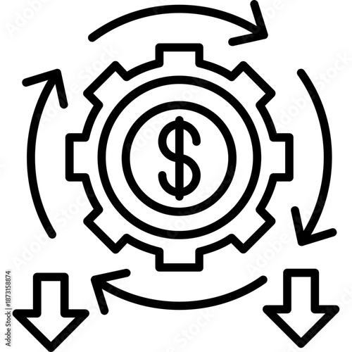 Cost reduction gear with currency Icon