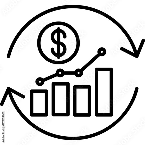 Return on equity chart with currency Icon