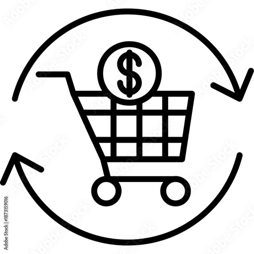 Inventory turnover shopping cart Icon
