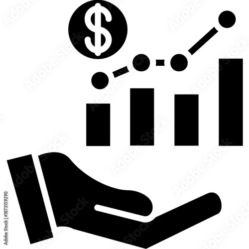 Revenue growth chart with currency Icon