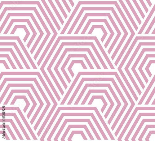 Abstract geometric pattern with stripes, lines. Seamless vector background. White and pink ornament. Simple lattice graphic design