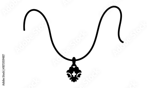 Elegant necklace silhouette featuring a delicate hanging charm, symbolizing timeless style and personal adornment, presented in a minimalist vector graphic for versatile design applications,Elegant ne
