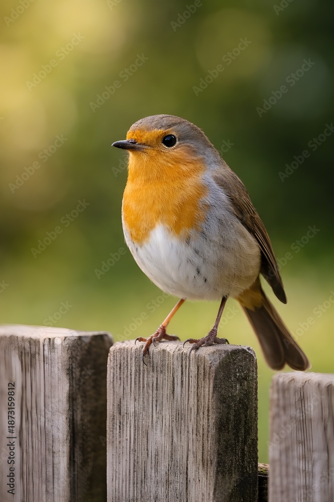 Fototapeta premium Bird Perched on Fence