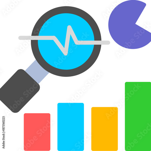 Business intelligence chart with symbols Icon