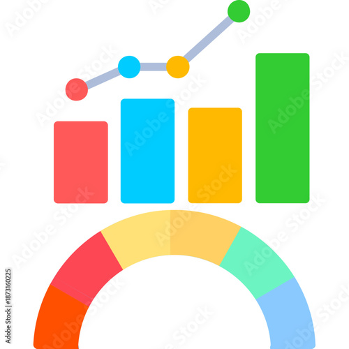 Performance improvement gauge and chart Icon