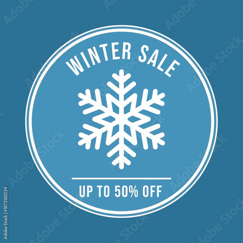 Winter sale banner with snowflake and discount offer.