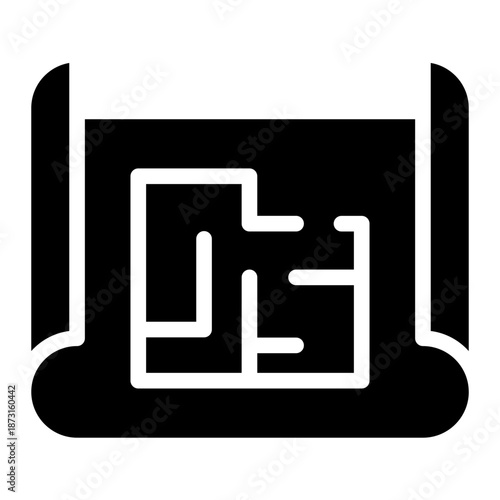 Blue print icon glyph style vector illustration	
