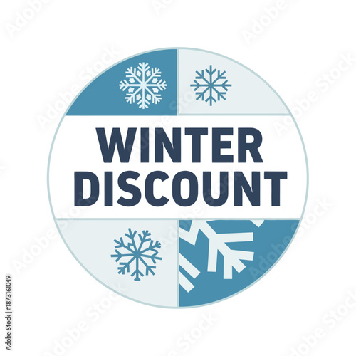 Winter Discount Badge with Snowflakes.