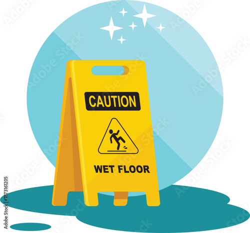 caution wet floor. wet floor sign