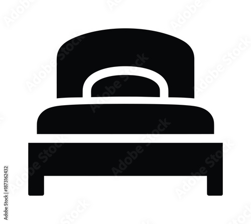 Black and white vector design of a minimalist single bed icon