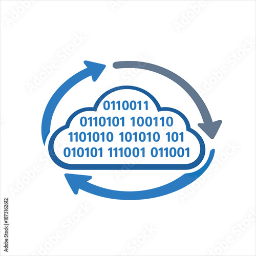 Vector of silo elevator with digital number 1 0 and round arrows. Icon of information silo. Symbol of data silos. Smart innovative agriculture technology