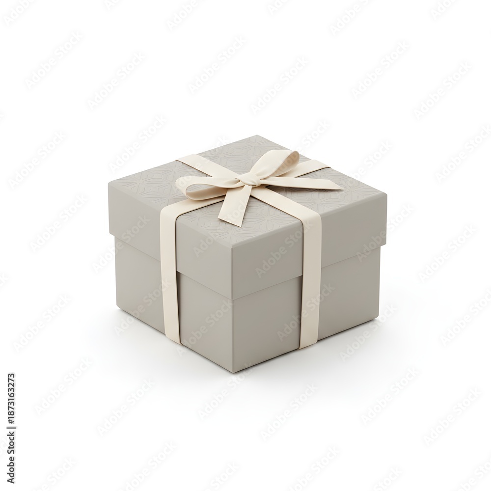 Fototapeta premium Minimal White Gift Box with Ribbon