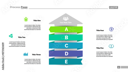Five steps arrow graph slide template