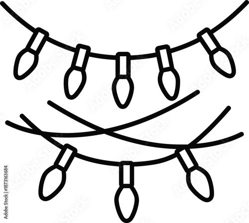 A string of lights is tangled and knotted in a messy illustration