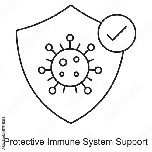 Protective Immune System Support Icon, Strengthen Your Immunity, Natural Defense Boost, Complete Immune Care, vector