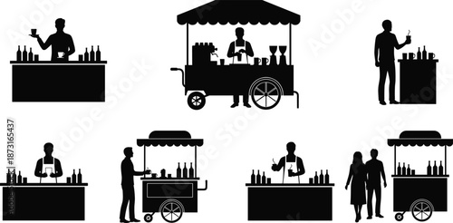 Baseball players silhouettes set, professional athletes batting, pitching, throwing, running, sliding and catching ball action poses, athletic sports competition vector graphics, isolated