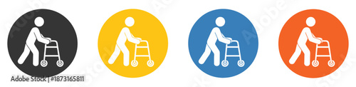man walking with mobility aid icon