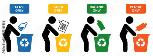 waste sorting recycling bins icon