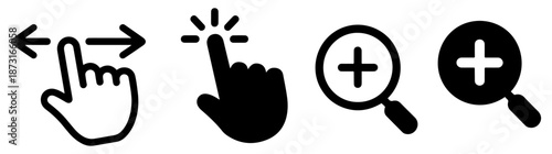 zoom magnifying glass icon set