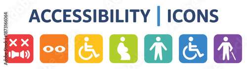 accessibility disabled people icon set