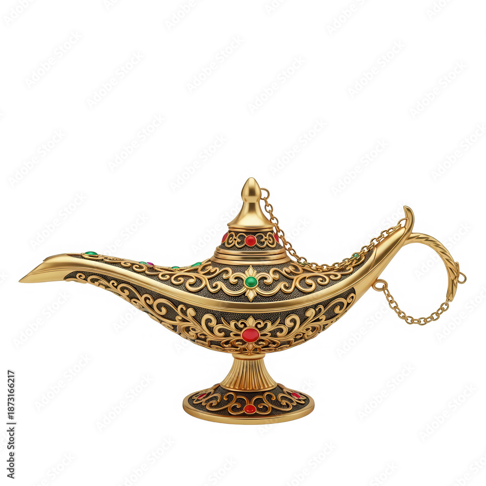 Fototapeta premium Ornate genie lamp isolated on transparent background