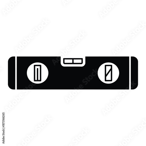 Black vector illustration of a spirit level tool for accurate measurements