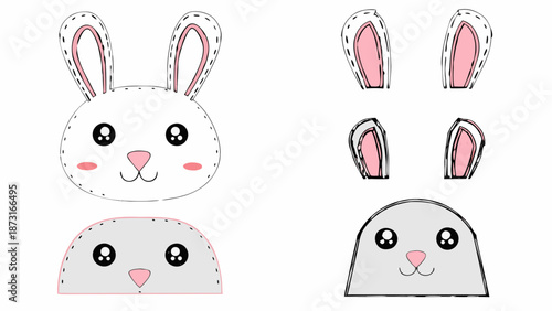 Cute bunny face paper cutouts for Easter decoration ideas