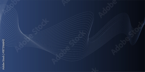 Dark blue background with wavy lines. The background features a smooth, flowing texture. Blue color enhances the dynamic style. Wave background vector. Blue background.