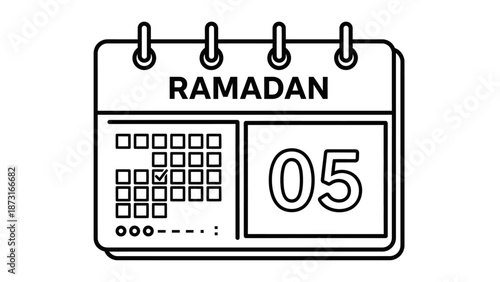Ramadan calendar date illustration showing the fifth day in a minimalist design