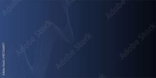 Dark blue background with wavy lines. The background features a smooth, flowing texture. Blue color enhances the dynamic style. Wave background vector. Blue background.