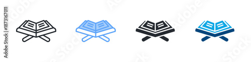 Reading Icon Set Multiple Style. Designed In Outline, Blue, Glyph, Dual Tone