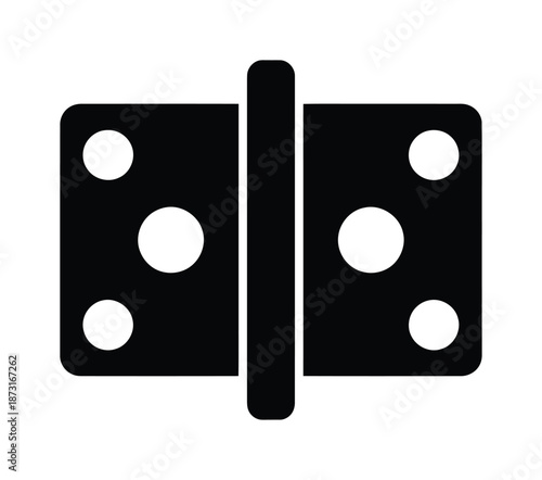 Black and white vector domino tile showing six dots split evenly