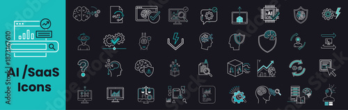 Artificial Intelligence Machine Learning Vector Icons SaaS Technology