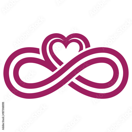 Purple Infinity Symbol with Heart Shaped Center Love and Eternity Concept