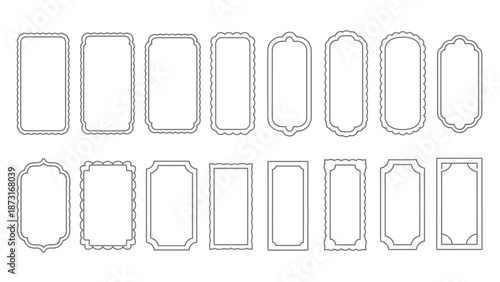 Decorative Rectangular Frame Vector Set – Scalloped, Rounded, Ornate, Geometric Borders for Labels, Graphic Design, Templates, Clipart, Packaging, and Creative Layouts